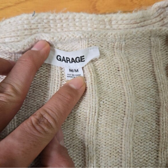 GARAGE Cropped Cream Cardigan Size M - Picture 4 of 5